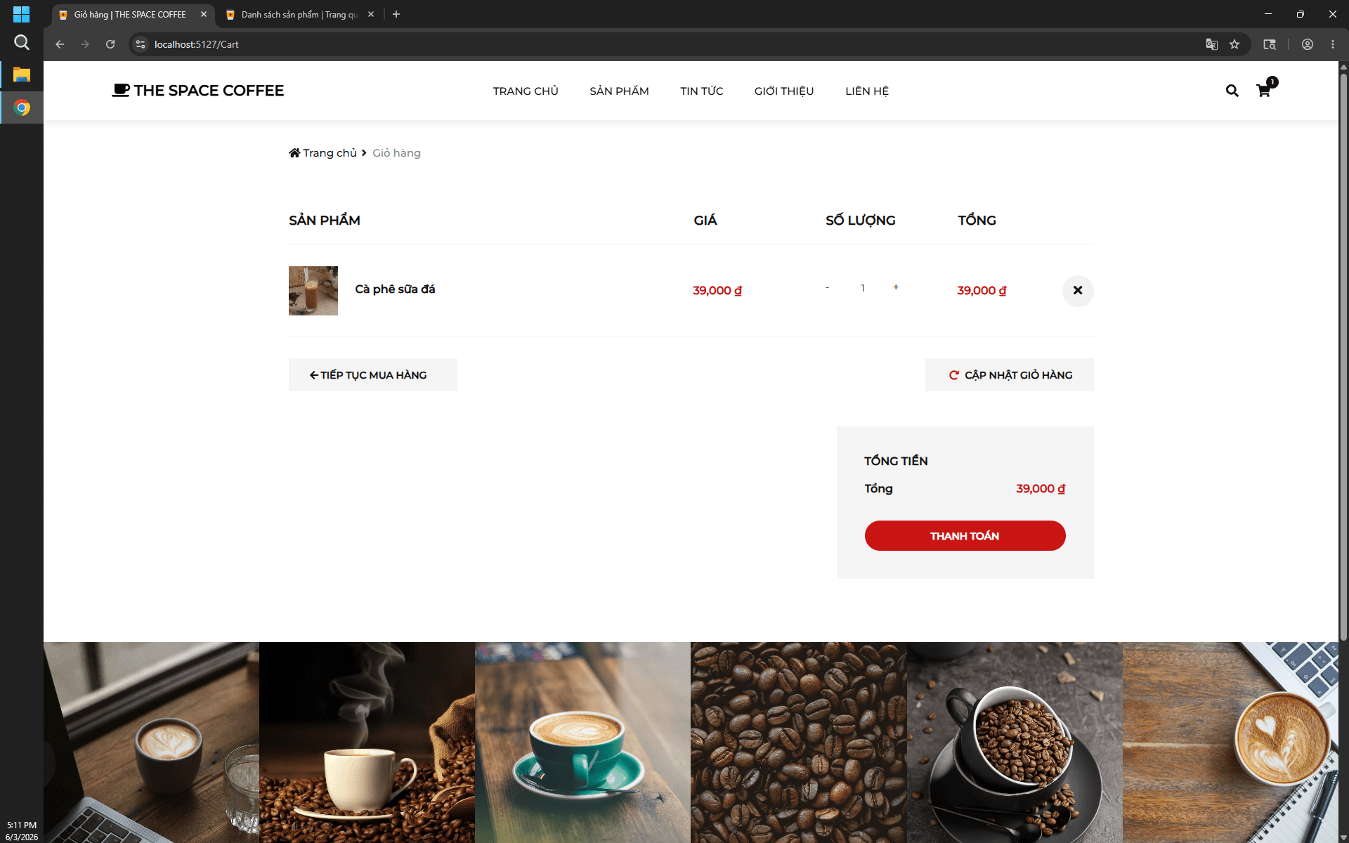 MH004 - Trang web bán đồ uống sử dụng .NET MVC - The Space Coffee 4